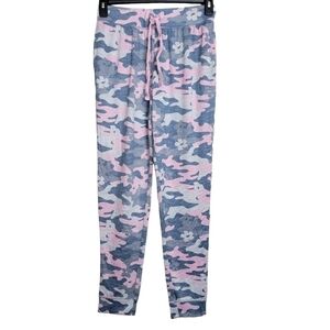 Jaclyn Pink Gray Blue Super Soft Knit Jogger Drawstring Pajamas Medium